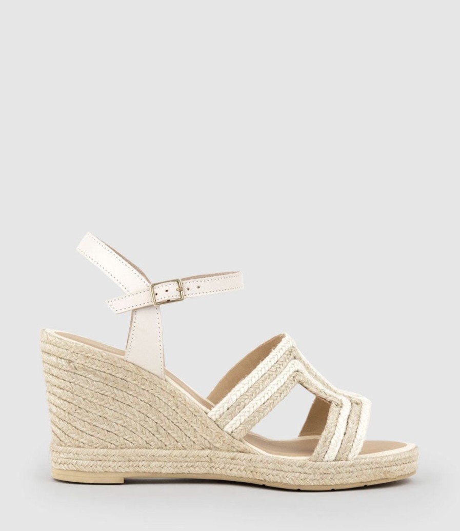 Edward Meller Motif Geometric Weave High Espadrille In White New