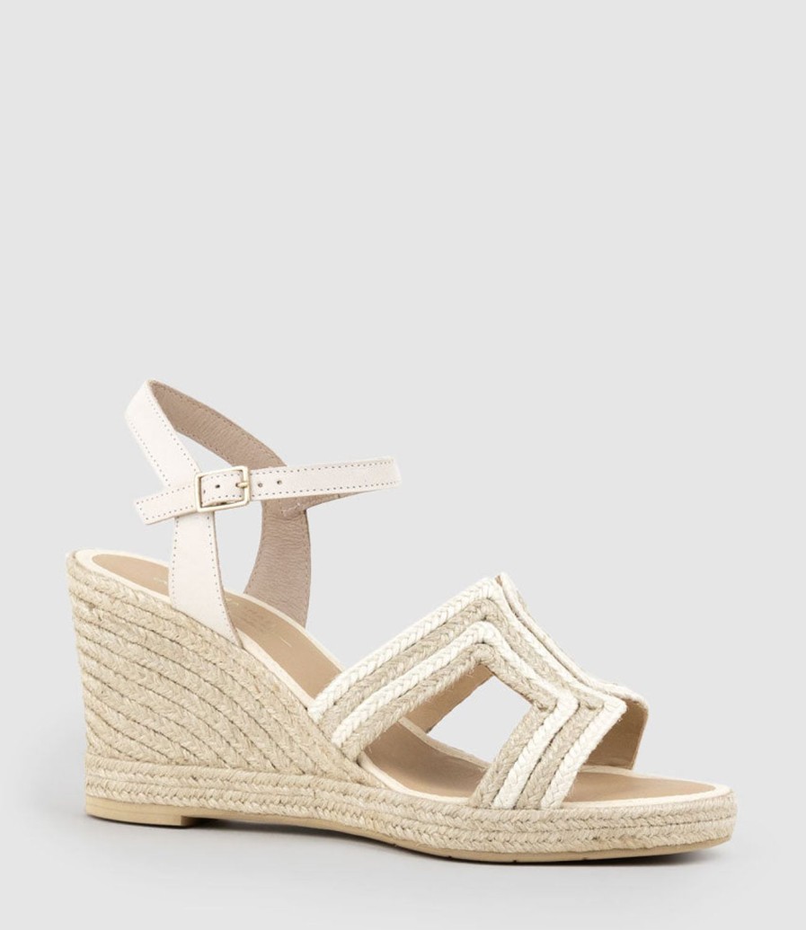 Edward Meller Motif Geometric Weave High Espadrille In White New