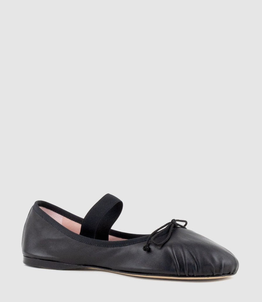 Edward Meller Eden Ballet With Elastic Strap In Black Clearance