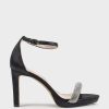 Edward Meller Satina90 Diamond Band Sandal Platform Sandal In Black Satin Best