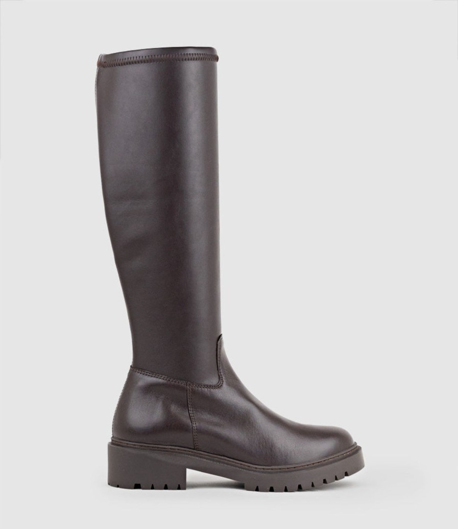 Edward Meller Vaught Stretch Knee High Boot In Brown Hot