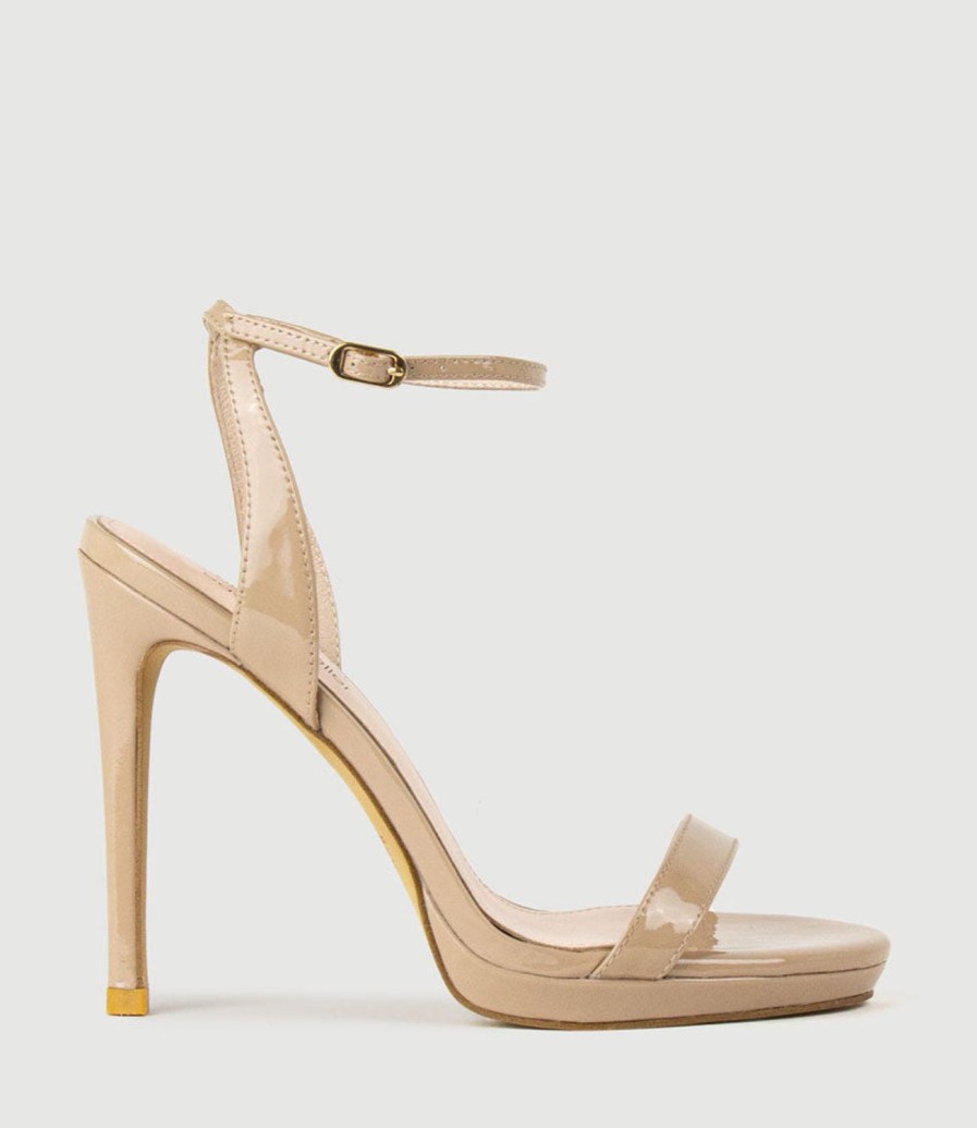 Edward Meller Whisper110 Single Strap Platform Sandal In Nude Patent Clearance