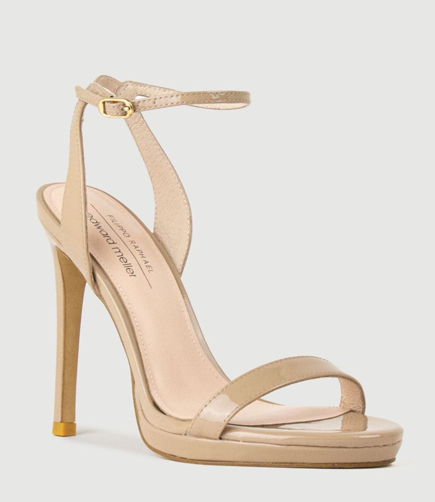 Edward Meller Whisper110 Single Strap Platform Sandal In Nude Patent Clearance