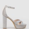 Edward Meller Sloane110 Platform Sandal In Silver Ritz Clearance