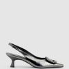 Edward Meller Dulce60 Slingback Pump With Buckle In Pewter Crinkle Clearance