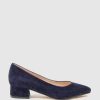 Edward Meller Audrey35 Low Block Heel Pump In Navy Suede Best