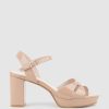 Edward Meller Regent80 Interlocked Detail Platform Sandal In Nude Patent Online