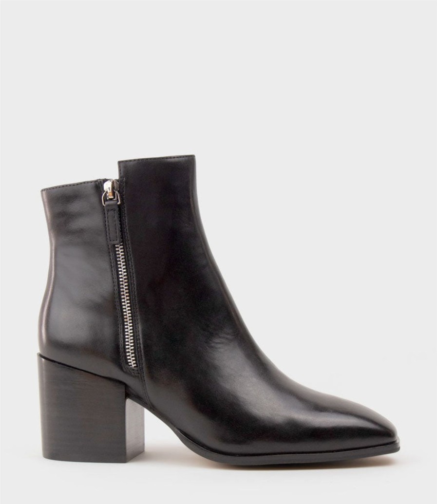 Edward Meller Zenos75 Twin Zip Ankle Boot In Black New