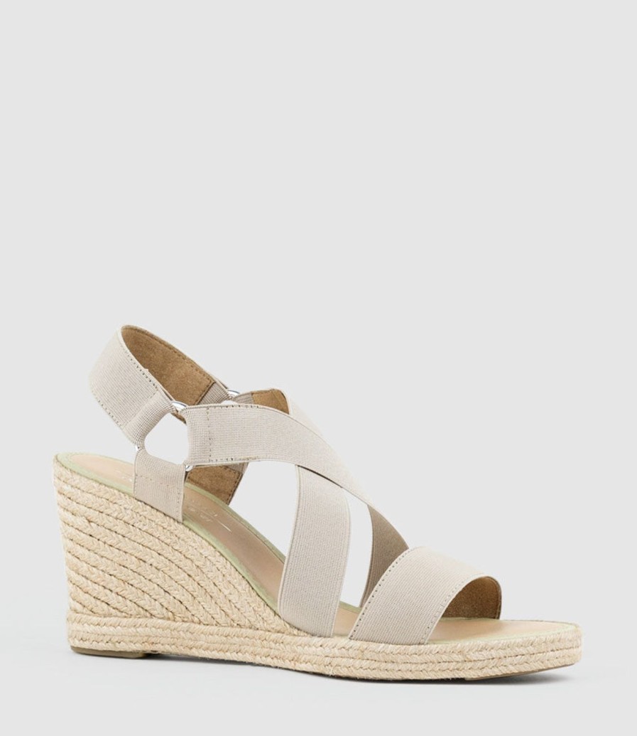 Edward Meller Miria Elastic Crossover Espadrille In Natural Hot