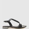 Edward Meller Sariel Wave Flat Sandal In Black Clearance