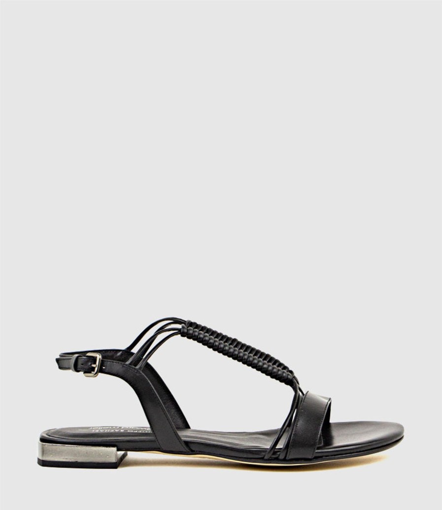 Edward Meller Sariel Wave Flat Sandal In Black Clearance