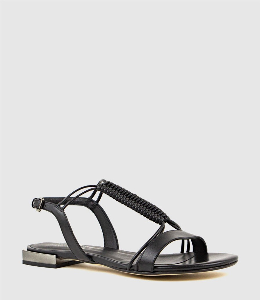 Edward Meller Sariel Wave Flat Sandal In Black Clearance