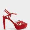 Edward Meller Syria110 Multistrap Platform Sandal In Red Suede New