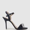 Edward Meller Serene100 Sandal With Crystal Bow In Black Satin Best