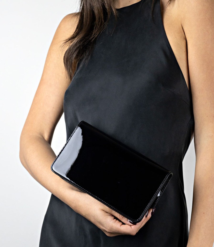 Edward Meller Nyx Evening Bag In Black Patent Hot