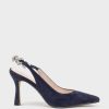 Edward Meller Azalia85 Slingback Pump With Diamond Band In Navy Suede Wholesale