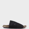 Edward Meller Kyndra Textured Slide On Footbed In Black Clearance