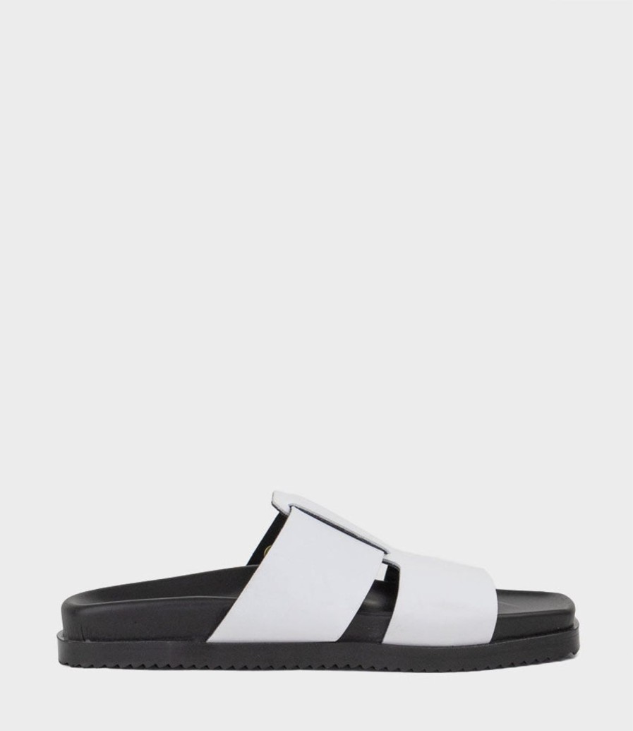 Edward Meller Herston Wide Strap Slide On Unit In White Wholesale