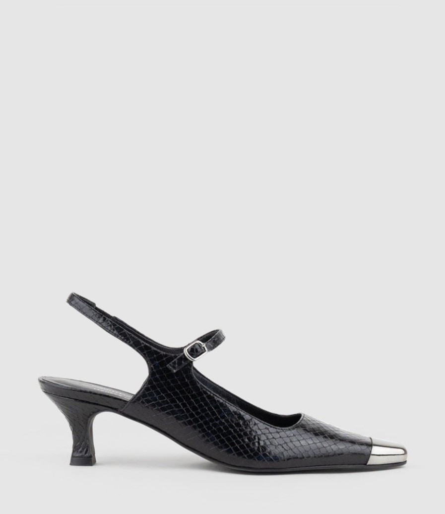 Edward Meller Devina60 Mary Jane Slingback Pump In Black Reptile Online