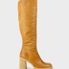 Edward Meller Veil Block Heel Knee High Boot In Camel Online