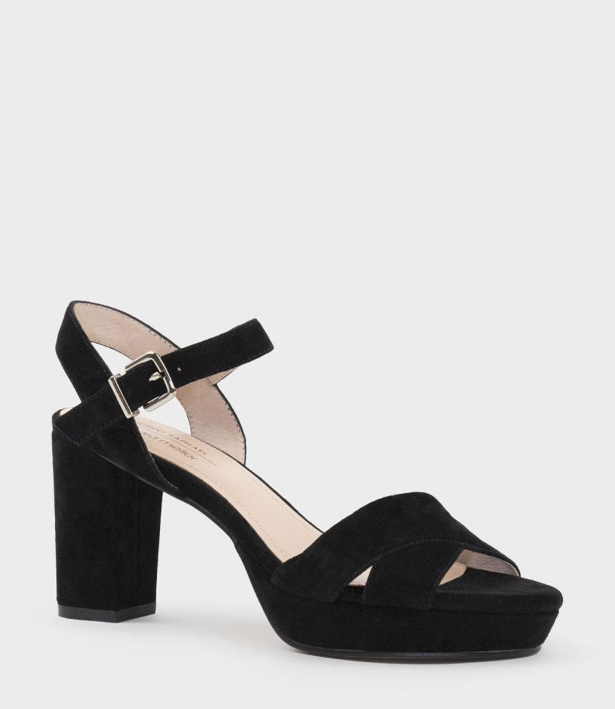 Edward Meller Rowan80 Asymmetrical Platform Sandal In Black Suede Wholesale