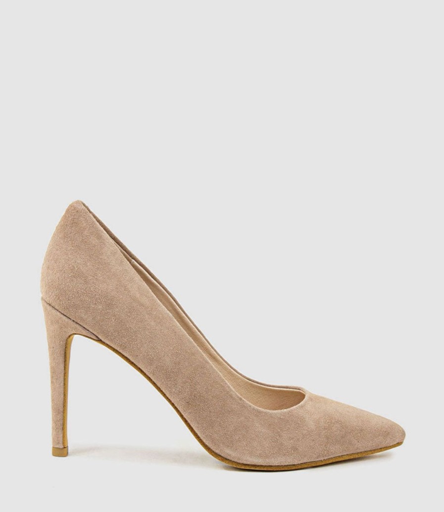 Edward Meller Gaga 100Mm Pointed Toe Pump In Nude Suede New