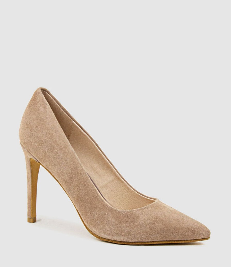 Edward Meller Gaga 100Mm Pointed Toe Pump In Nude Suede New