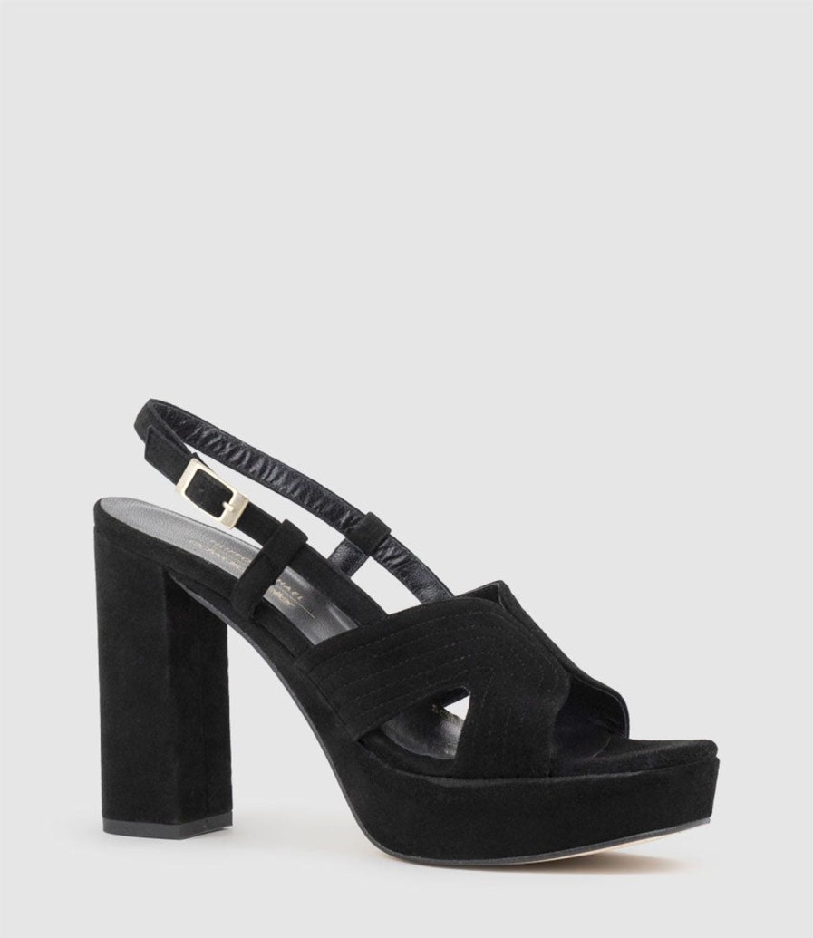 Edward Meller Rastine115 Open Toe Platform Sandal In Black Suede Hot