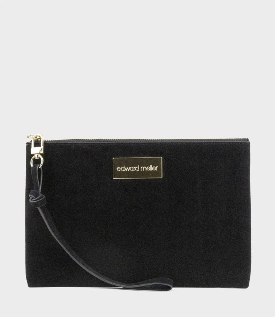 Edward Meller Nereli Oversized Clutch In Black Suede Wholesale