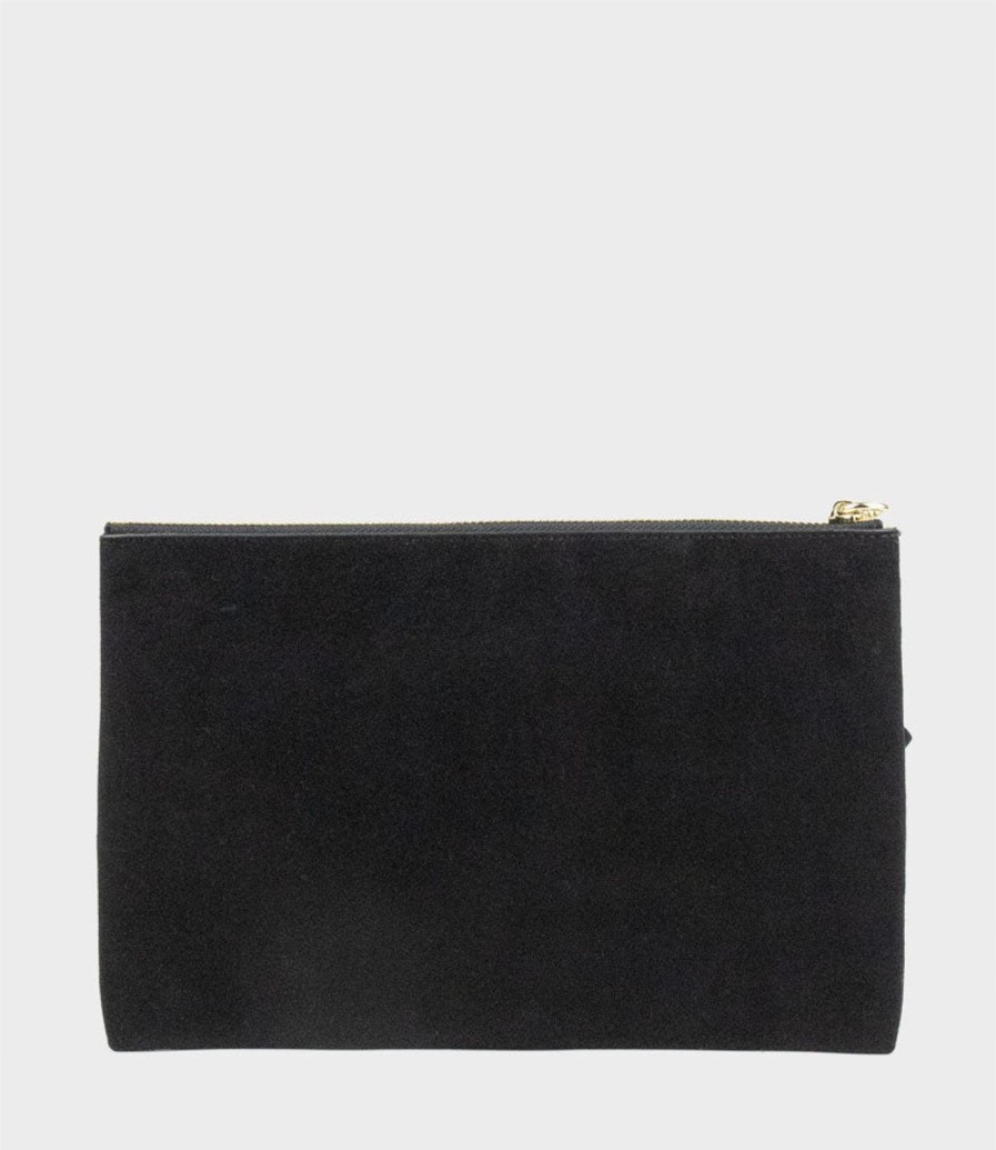 Edward Meller Nereli Oversized Clutch In Black Suede Wholesale