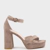 Edward Meller Richie95 Crossover Platform Sandal In Nude Suede New