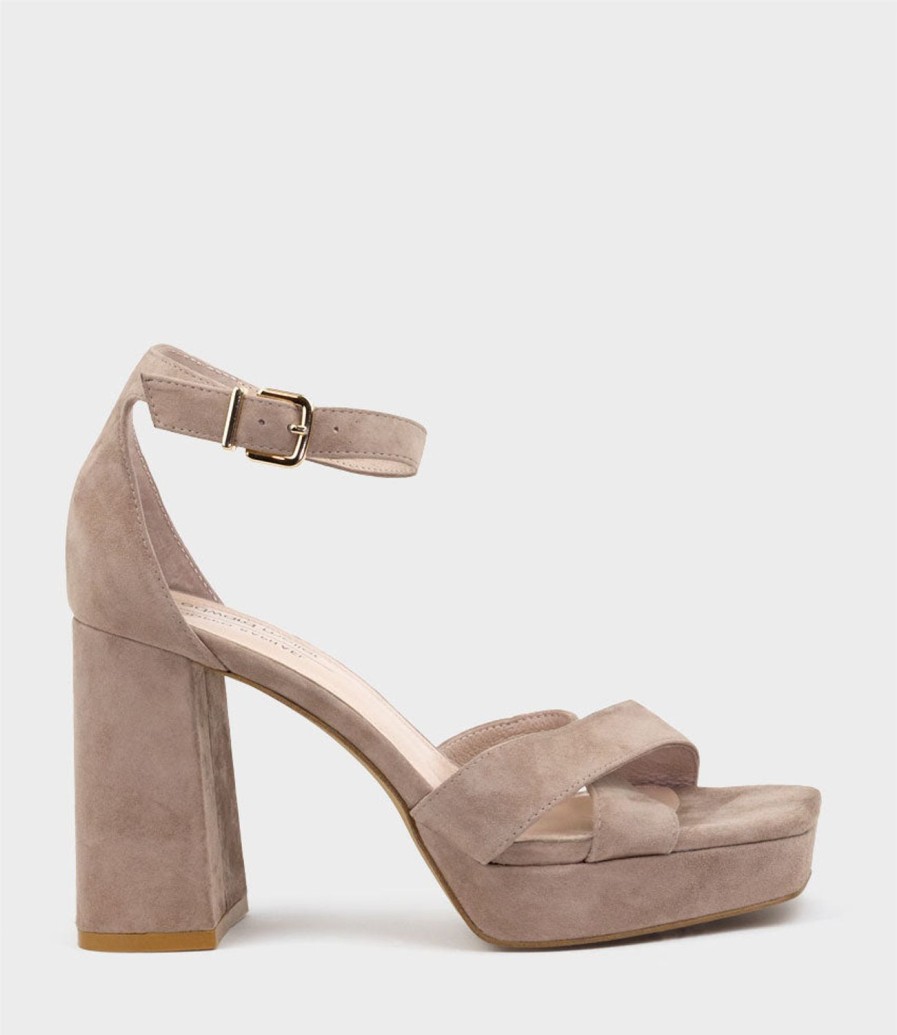 Edward Meller Richie95 Crossover Platform Sandal In Nude Suede New