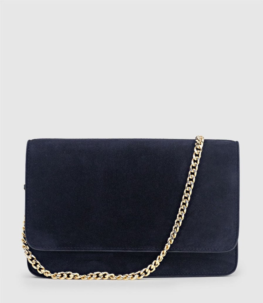 Edward Meller Nya Structured Crossbody Bag In Navy Suede Online