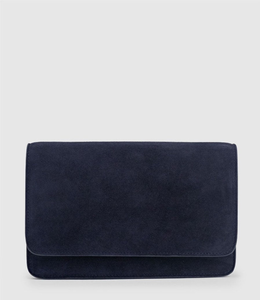 Edward Meller Nya Structured Crossbody Bag In Navy Suede Online