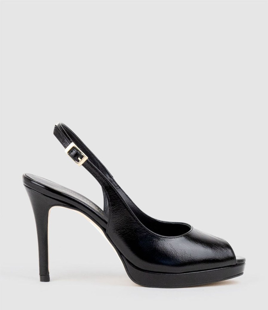 Edward Meller Dalina100 Slingback Platform Pump In Black Patent Best