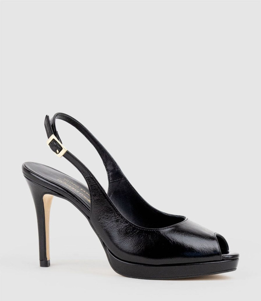 Edward Meller Dalina100 Slingback Platform Pump In Black Patent Best