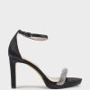 Edward Meller Satina90 Diamond Band Sandal Platform Sandal In Black Satin Hot