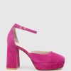 Edward Meller Rimini95 Closed Toe Platform Sandal In Hot Pink Suede Wholesale