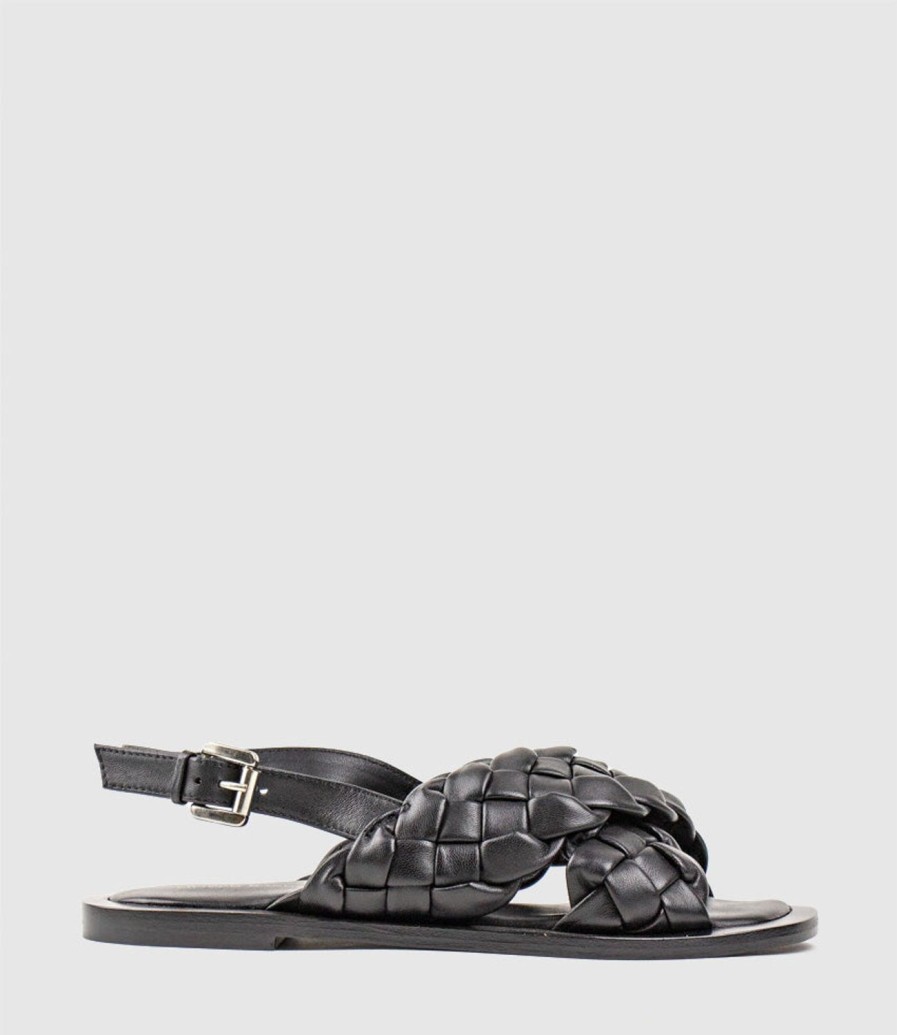 Edward Meller Sadira Woven Crossover Sandal In Black Best