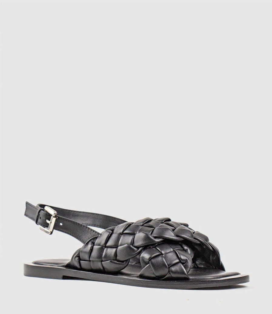 Edward Meller Sadira Woven Crossover Sandal In Black Best