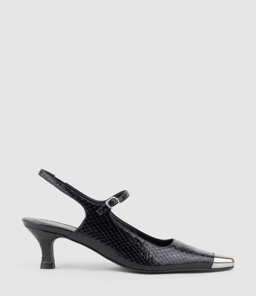 Edward Meller Devina60 Mary Jane Slingback Pump In Black Reptile Best