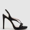 Edward Meller Wonder110 Jewelled Platform Sandal In Black Satin Online