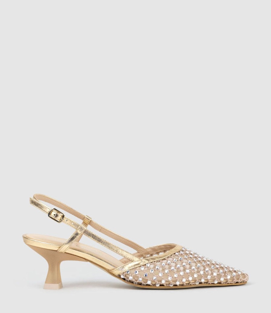 Edward Meller Destellar60 Crystal Mesh Slingback In Platino Online