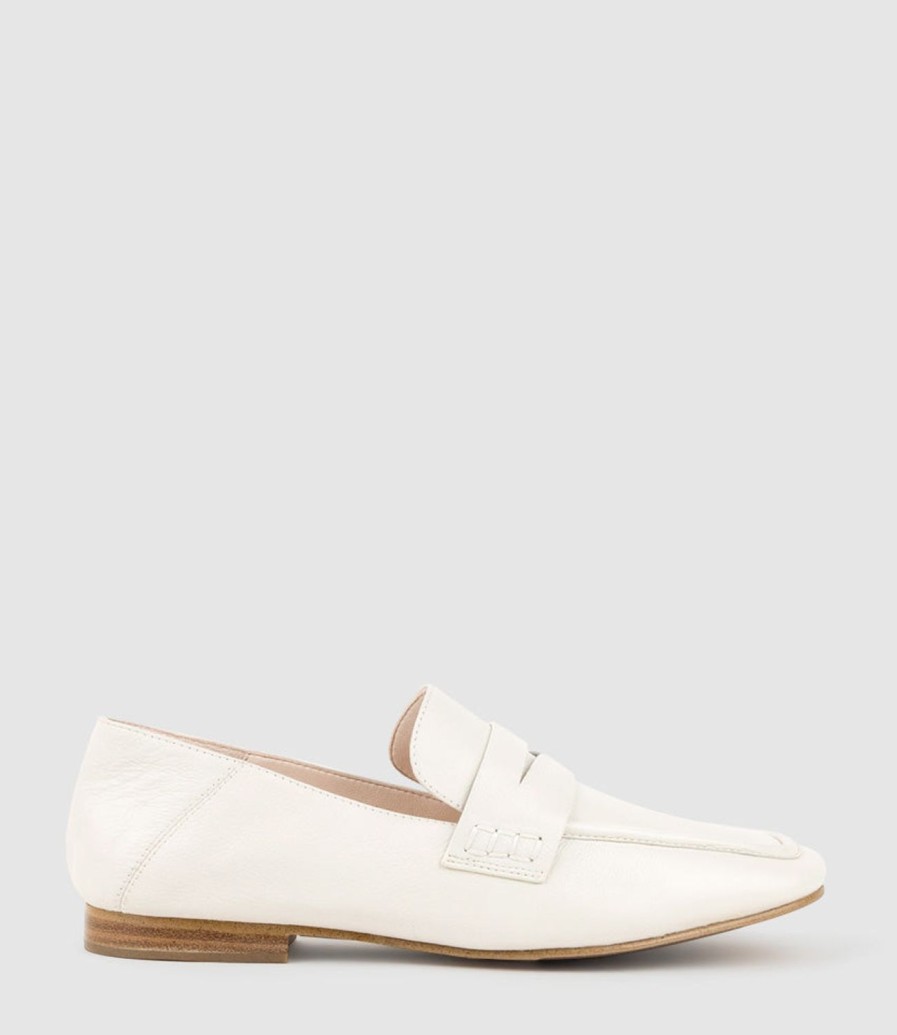 Edward Meller Finlay Moccasin With Collapsible Back In Offwhite Calf New