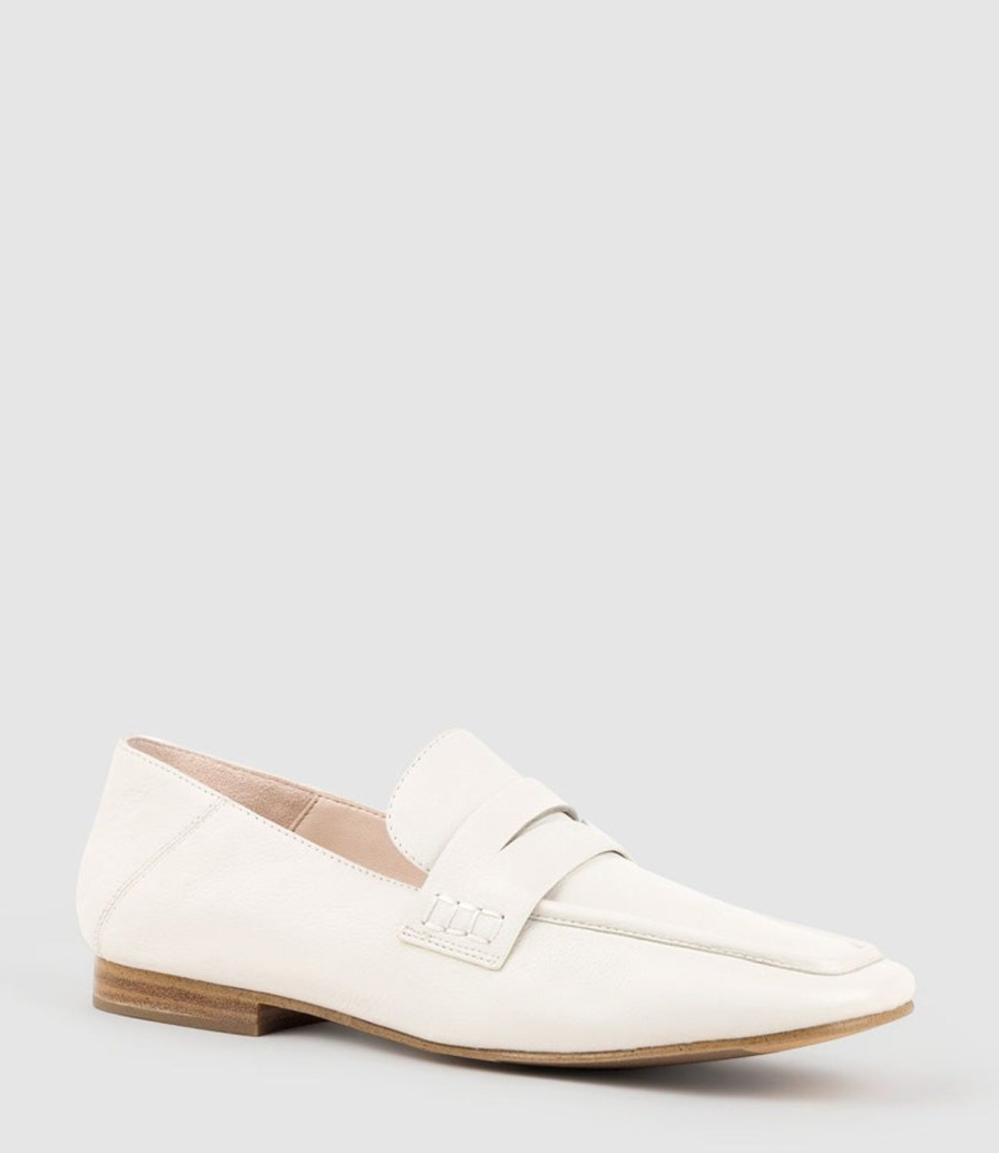 Edward Meller Finlay Moccasin With Collapsible Back In Offwhite Calf New