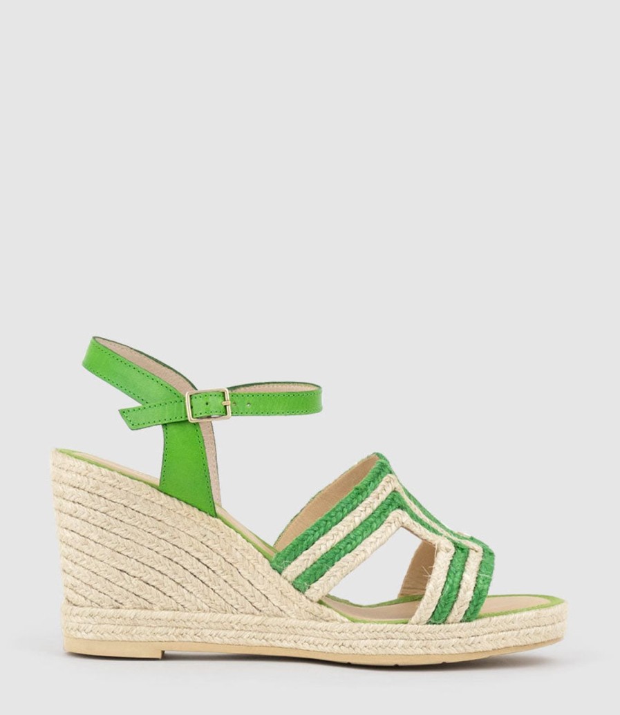 Edward Meller Motif Geometric Weave High Espadrille In Green Wholesale