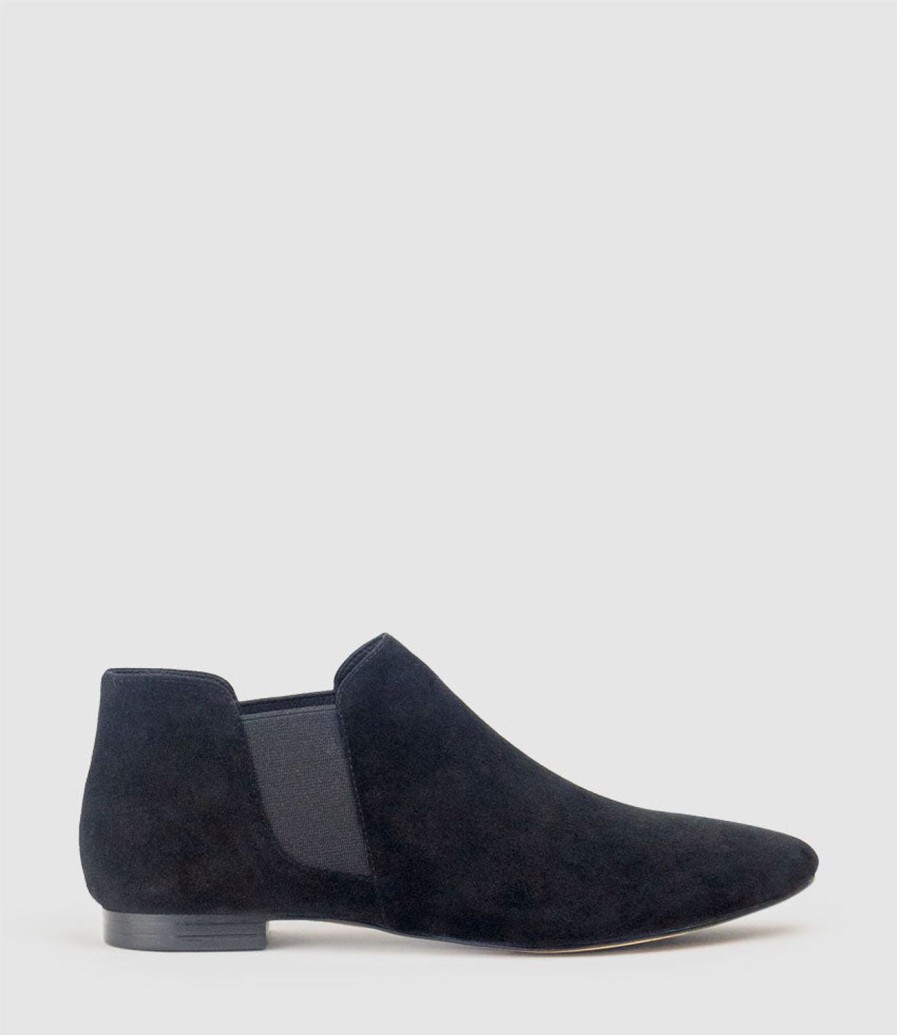 Edward Meller Faeda Ankle Bootie In Black Suede Clearance