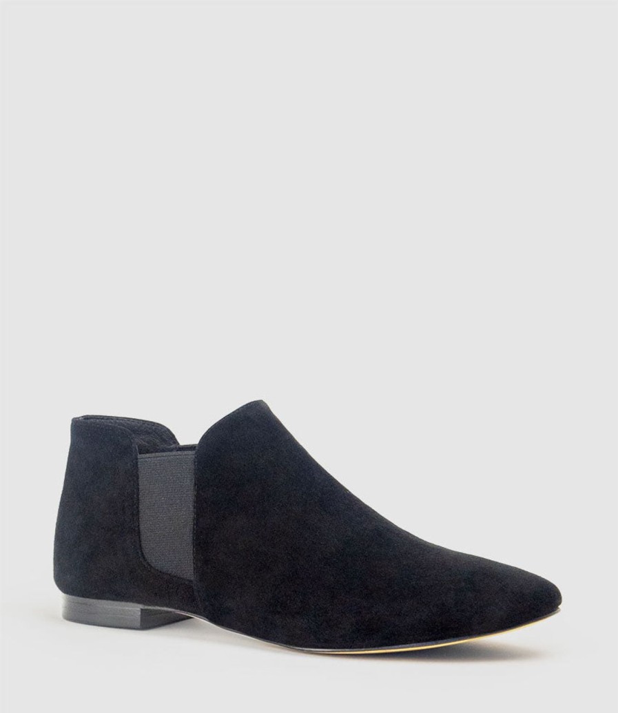 Edward Meller Faeda Ankle Bootie In Black Suede Clearance