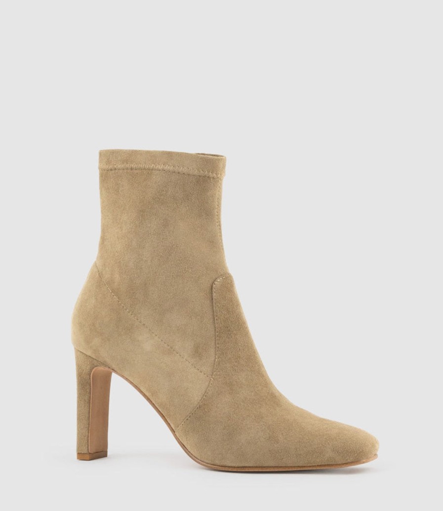 Edward Meller Zenas85 Square Toe Ankle Boot In Camel Suede New