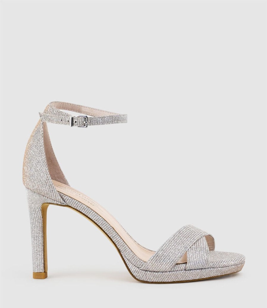 Edward Meller Santo90 Asymmetrical Platform Sandal In Silver Ritz Clearance